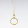Picture of 14k Yellow Gold Necklace and Oval Opal Cabochon Pendant with Diamond Halo