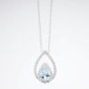 Picture of 14k White Gold Necklace and Pear Cut Aquamarine Pendant with Diamond Halo