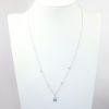 Picture of 14k White Gold Necklace and Pear Cut Aquamarine Pendant with Diamond Halo & Diamond Stations