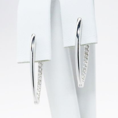 Picture of 14k White Gold & Diamond Pointed Hoop Earrings