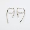 Picture of 14k White Gold & Diamond Triple Dangle Huggie Earrings