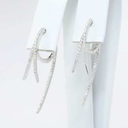 Picture of 14k White Gold & Diamond Triple Dangle Huggie Earrings