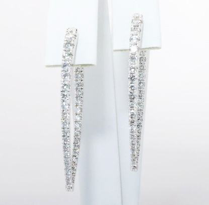 Picture of 14k White Gold & Graduated Diamonds Pointed Hoop Earrings