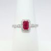 Picture of 14k White Gold & Emerald Cut Ruby Ring with Diamond Halo