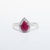 Picture of 14k White Gold & Pear Cut Ruby Ring with Diamond Halo