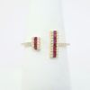 Picture of 14k Yellow Gold Split Shank Ring with Baguette Cut Ruby & Diamond Ends