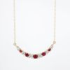 Picture of 14k Yellow Gold Necklace with Graduated, Alternating Ruby & Diamond Arc Pendant