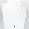 Picture of 14k White Gold Necklace with Pear Cut Ruby Pendant with Diamond Halo & Diamond Stations 