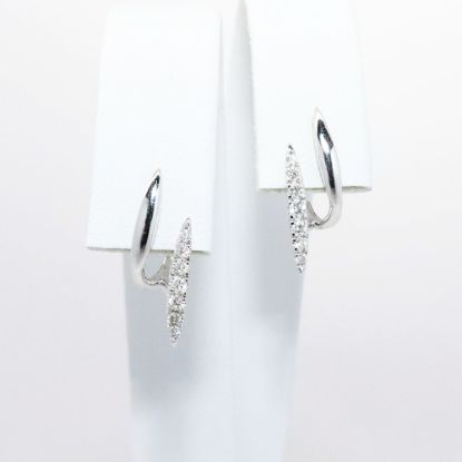 Picture of 14k White Gold & Diamond Double Hoop Huggie Earrings