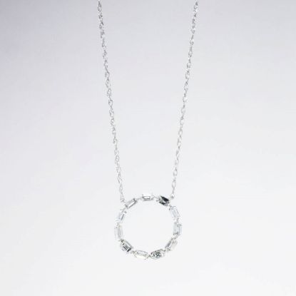 Picture of 14k White Gold Necklace with Circular Baguette Cut Diamond Pendant