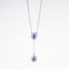 Picture of 14k White Gold & Tanzanite Lariat Necklace with Diamond Halos