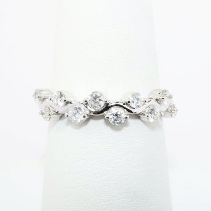 Picture of 14k White Gold & Diamond Waved Band Ring