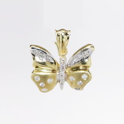 Picture of 14k Two-Tone Gold And Diamond Butterfly Pendant