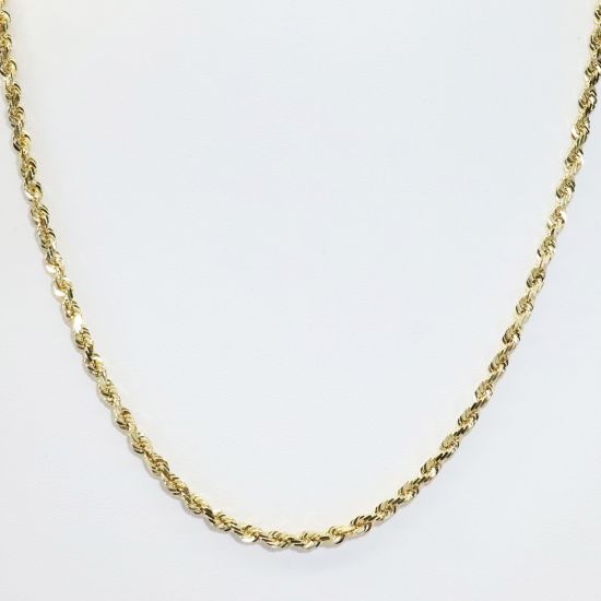 Picture of 14k Yellow Gold Diamond Cut Rope Chain Necklace
