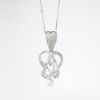 Picture of 14k White Gold Necklace with Diamond and Pearl Scrolled Pendant