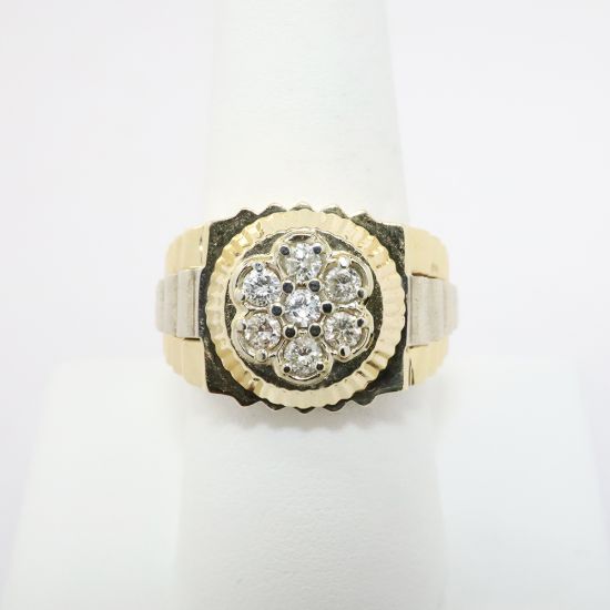 Picture of 14k Two-Tone Gold & Diamond Men's Wrist Watch Inspired Ring