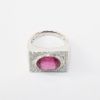 Picture of Squared 18k White Gold & Oval Cut Pink Tourmaline Ring with Diamond Accents