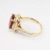 Picture of 14k Yellow Gold & Dark Pink Tourmaline Ring with Pavé Set, Quatrefoil Shaped Diamond Halo
