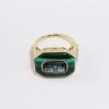 Picture of Geometric 14k Yellow Gold, Malachite, Blue Topaz & Smoky Quartz Ring with Diamond Accents 