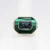 Picture of Geometric 14k Yellow Gold, Malachite, Blue Topaz & Smoky Quartz Ring with Diamond Accents 