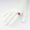 Picture of 18k White Gold & Oval Ruby Cabochon Ring with Diamond Halo