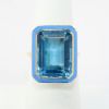 Picture of 14k Yellow Gold & Emerald Cut Blue Topaz Ring with a Sky Blue Enamel Halo