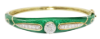 Picture of La Triomphe 14k Yellow Gold, Green Enameled Hinged Bangle with .50ct Diamonds