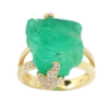 Picture of 18k Yellow Gold & Rough Emerald Ring with Diamond Accents