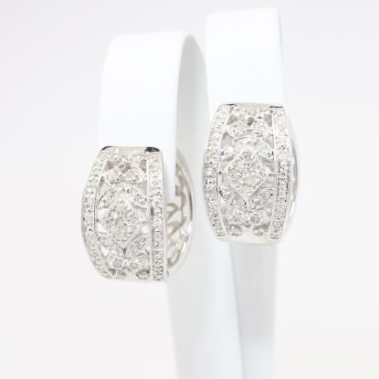 Picture of Diamond cluster hoop earrings, 14k white gold