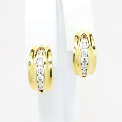 Picture of Diamond J hoop earrings, 18k yellow gold