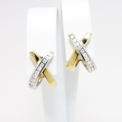 Picture of 0.50ct Diamond "X" earrings, 14k two tone gold