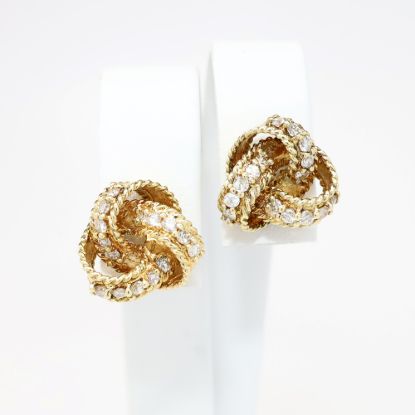 Picture of 0.72ct Diamond "knot" earrings, 14k yellow gold