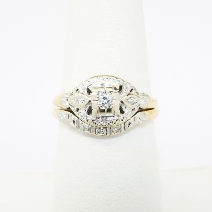 Picture of Vintage 1940's 14k Two-Tone Gold & Diamond Bridal Ring Set