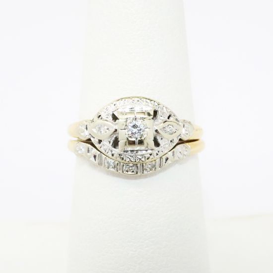 Picture of Vintage 1940's 14k Two-Tone Gold & Diamond Bridal Ring Set