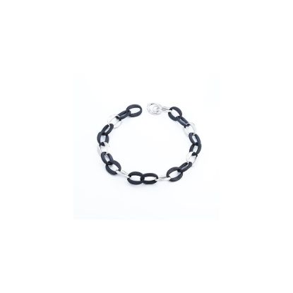 Picture of "Collana in Argento" Sterling Silver & Rubber Necklace 