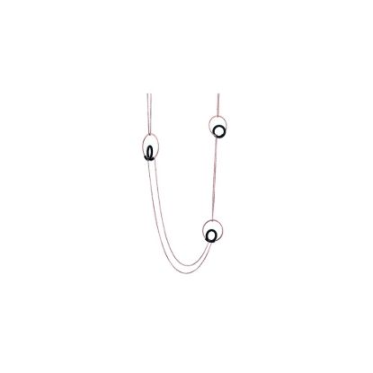Picture of 36" Sterling Silver Rose Gold Vermeil & Rubber Necklace 
