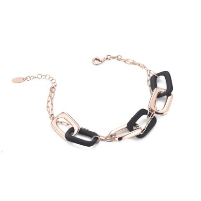 Picture of 9" Rubber Rose Gold Vermeil Sterling Silver Bracelet