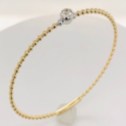Picture of Solitaire Diamond Bangle Bracelet set in 14k Yellow Gold