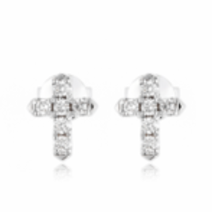 Picture of Diamond Cross Stud Earrings, 14kWhite Gold