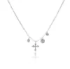 Picture of Two-Tone Gold Diamond Cross and Charm Necklace