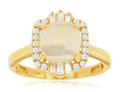 Picture of Beautiful Diamond and Opal 14k Yellow Gold Ring
