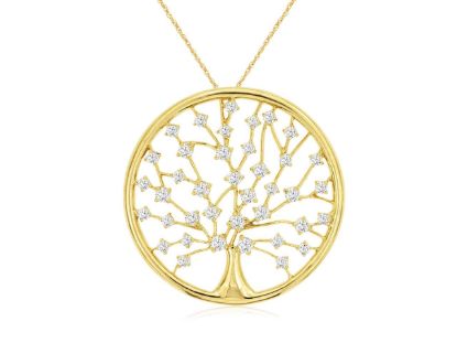 Picture of 14k Yellow Gold and Diamond Tree of Life Necklace