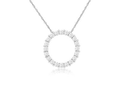 Picture of Diamond Circle Pendant Necklace set in 14k White Gold