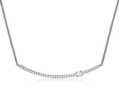 Picture of 14k White Gold Diamond Solitaire Bar Necklace 