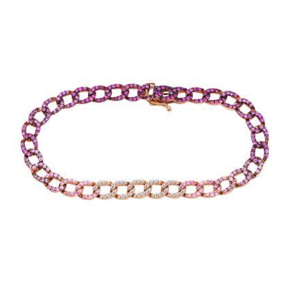 Picture of 18k Rose Gold Ombre Pink Sapphire & Diamond Bracelet 