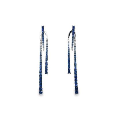 Picture of 18k White Gold Ombre Sapphire Dangle Earrings 