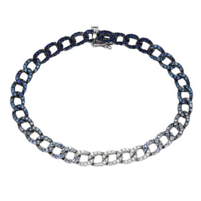Picture of 18k White Gold Ombre Sapphire Diamond Bracelet 