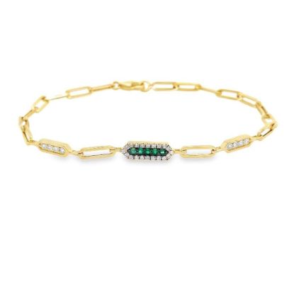 Picture of 18k Yellow Gold Jardin Emerald & Diamond Bracelet