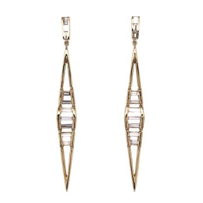 Picture of 18k Yellow Gold Linear Baguette Diamond Earrings