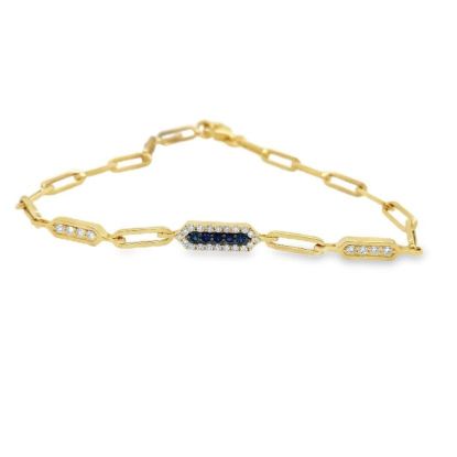 Picture of 18k Yellow Gold Skylight Saphire and Diamond Bracelet